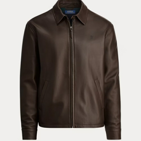 NWT Polo Ralph Lauren Leather Jacket - Biscon Brown - Picture 7 of 16